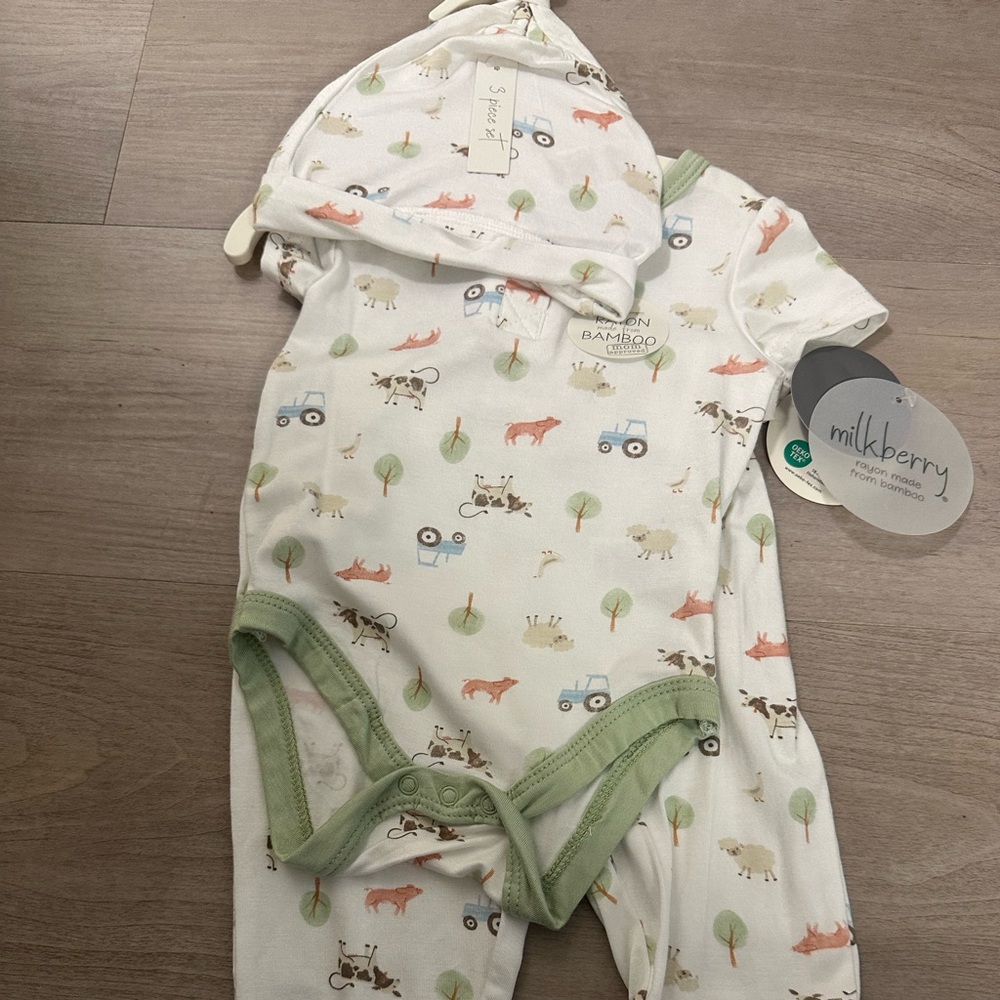 Milkberry Kids One Piece Bodysuit - Green and White
